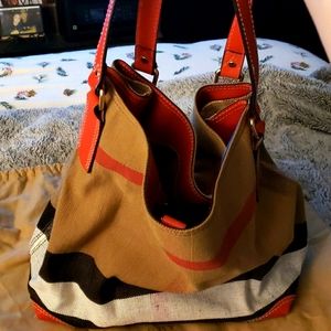 BURBERRY Medium Maidstone Canvas Red Tote